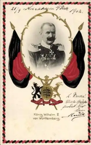 Präge Passepartout Wappen Ak König Wilhelm II. von Württemberg