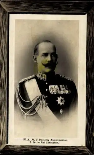 Präge Passepartout Ak Konstantin I., König von Griechenland