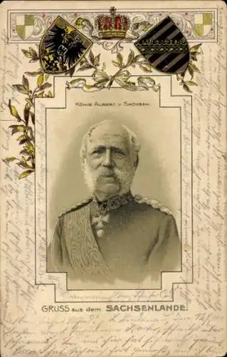 Präge Wappen Ak König Albert von Sachsen