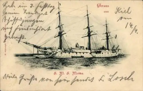 Ak Deutsches Kriegsschiff, SMS Moltke, gedeckte Korvette, Kaiserliche Marine