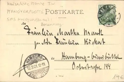 Künstler Ak Deutsche Kriegsschiffe, SMS Jagd, SMS Siegfried, SMS Weißenburg, SMS Württemberg