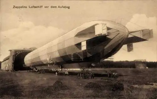 Ak Zeppelin Luftschiff LZ 6 Z III vor dem Aufstieg, Luftschiffhalle Friedrichshafen