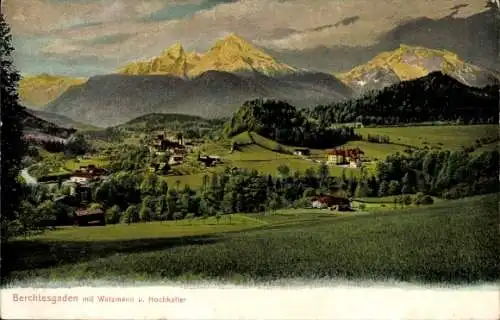 Ak Berchtesgaden in Oberbayern, Panorama mit Watzmann und Hochkalter