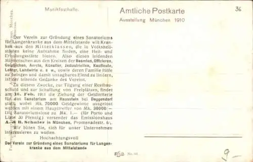 Ak München, Ausstellung 1910, Musikfesthalle