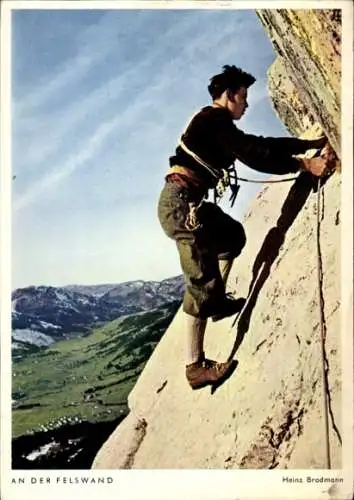 Ak Bergsteiger an der Felswand, Photo Porst, Reklame