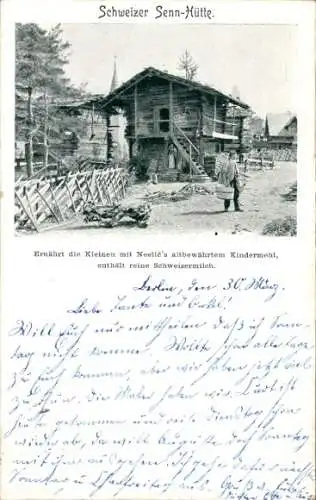 Ak Reklame, Nestle Kindermehl, Schweizer Senn-Hütte