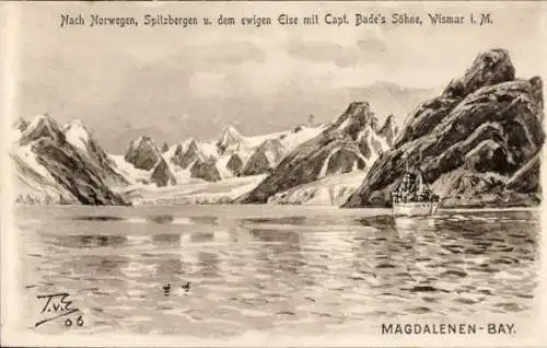 Künstler Ak von Eckenbrecher, T., Magdalena Bay Spitsbergen Spitzbergen Norwegen, 1906, Polarfahrt