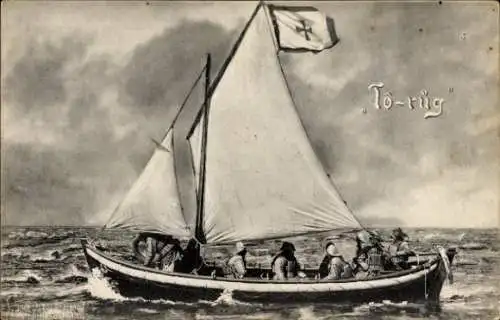 Ak Nordseebad Norderney Ostfriesland, To-rüg, Seenotrettungsboot, 1906