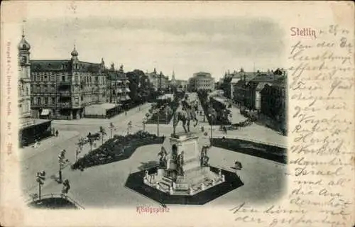 Relief Ak Szczecin Stettin Pommern, Königsplatz, Denkmal