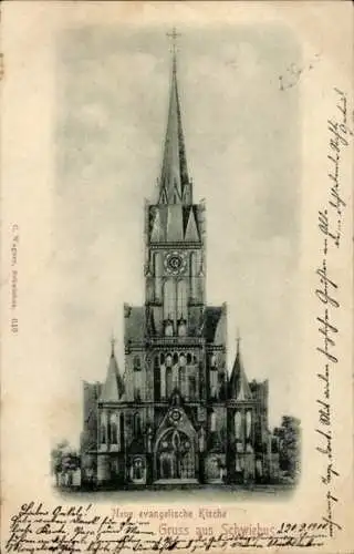 Relief Ak Świebodzin Schwiebus Ostbrandenburg, Neue evangelische Kirche