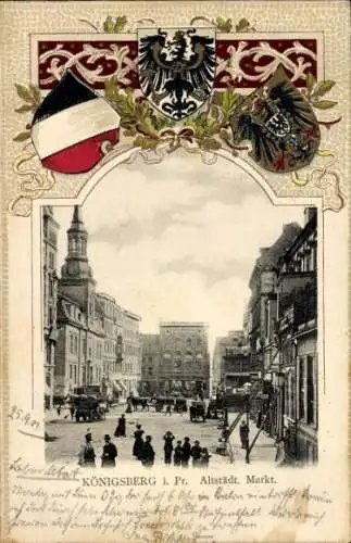 Präge Wappen Passepartout Ak Kaliningrad Königsberg Ostpreußen, Altstädt. Markt