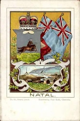 Wappen Litho Natal Südafrika, Springböcke, Durban