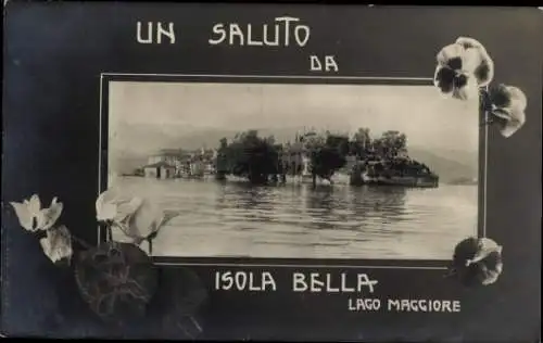 Ak Isola Bella Lago Maggiore Piemonte, Gesamtansicht, Stiefmütterchen