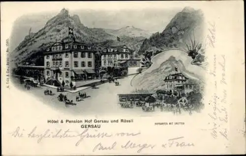 Ak Gersau Kanton Schwyz, Hotel und Pension Hof Gersau, Rössli