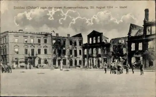 Ak Działdowo Soldau Ostpreußen, Markt, Nach der Russenvertreibung 1914