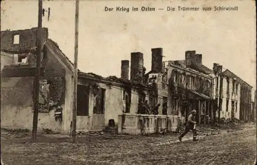 Ak Kutusowo Schirwindt Ostpreußen, Trümmer, Zerstörungen, I. WK
