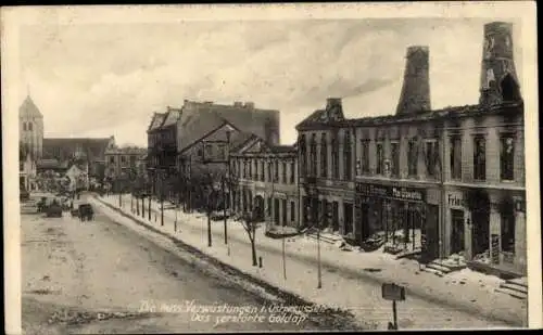 Ak Gołdap Goldap Ostpreußen, Kriegszerstörungen, I. WK