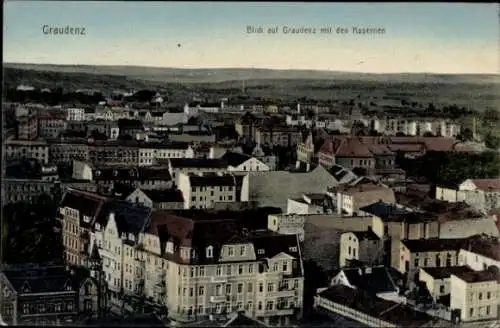 Ak Grudziądz Graudenz Westpreußen, Panorama, Kasernen