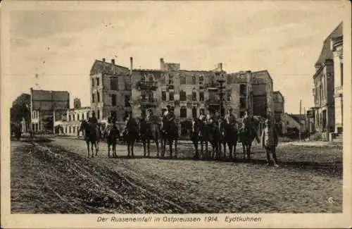 Ak Eydtkau Eydtkuhnen Ostpreußen, Russeneinfall, Kriegszerstörungen, I. WK