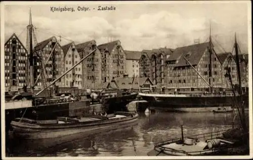 Ak Kaliningrad Königsberg Ostpreußen, Lastadie, Hafenpartie