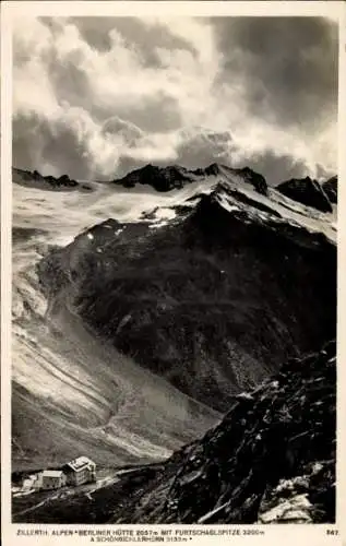 Ak Ginzling Mayrhofen Tirol, Berliner Hütte mit Furtschaglspitze