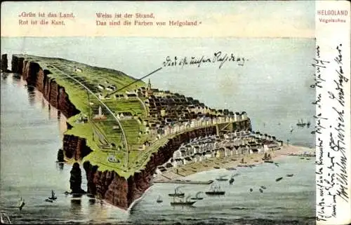 Ak Helgoland, Gesamtansicht der Insel, Gedicht