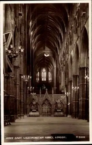 Ak City of Westminster London England, Westminster Abbey, Nave East