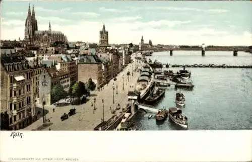 Ak Köln am Rhein, Teilansicht, Dom, Brücke
