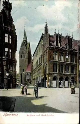 Ak Hannover in Niedersachsen, Rathaus, Marktkirche