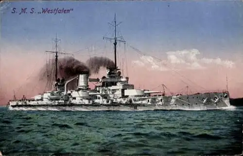 Ak Deutsches Kriegsschiff, SMS Westfalen, Kaiserliche Marine
