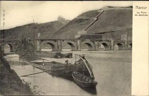 Ak Namur Wallonien, Pont de Jambes, Lastkahn