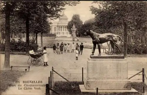 Ak Bruxelles Brüssel, Parc du Cinquantenaire, Le Chien Vert, Kinderwagen