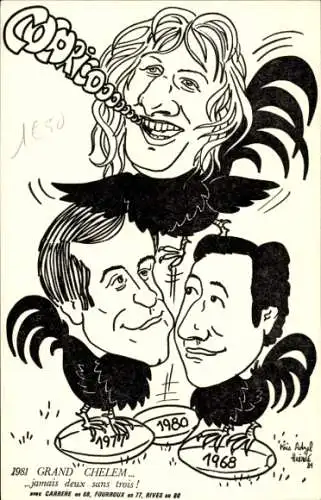 Künstler Ak 1981 Grand Chelem, Carrere, Fourroux, Rives, Rugby