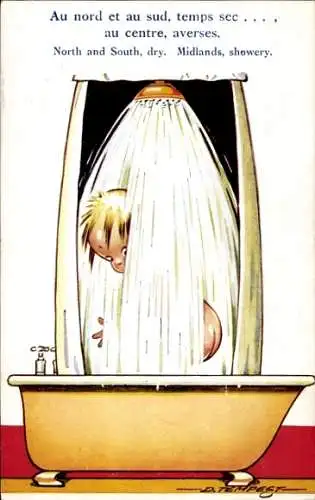 Künstler Ak Tempest, D., Kind unter der Dusche