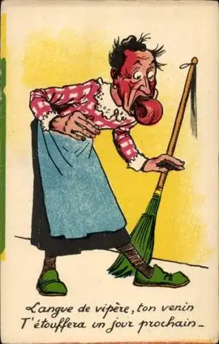 Ak Frau erstickt an ihrer eigenen Zunge, Viperngift