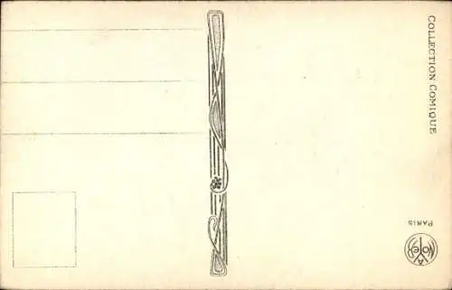 Ak Mann mit Hörnern, Karikatur