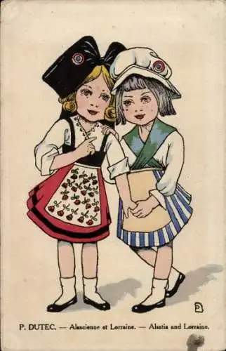 Künstler Ak Dutec, P., Alsacienne et Lorraine, Mädchen in Elsässer und Lothringer Tracht