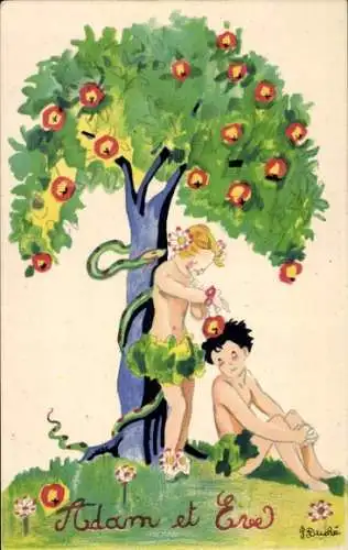 Künstler Ak Duché, P., Adam et Eve