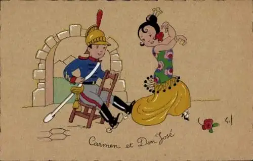 Künstler Ak Gil, Carmen und Don Jose