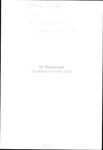 Ak Politiker Klaus Kinkel, Porträt, Autogramm