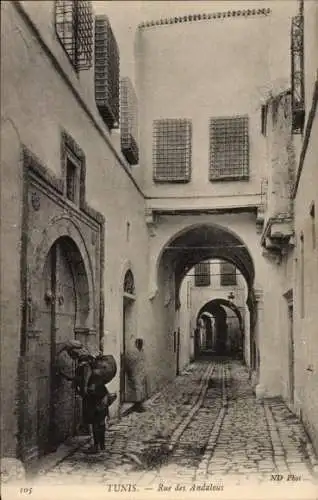 Ak Tunis Tunesien, Rue des Andalous, Andalusische Straße