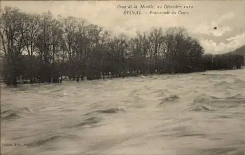 Ak Épinal Lothringen Vosges, Crue de la Moselle 1919, Promenade du Cours