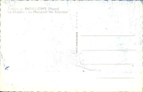 Ak Raon l'Étape Lothringen Vosges, La Chipotte, Le Monument des Coloniaux