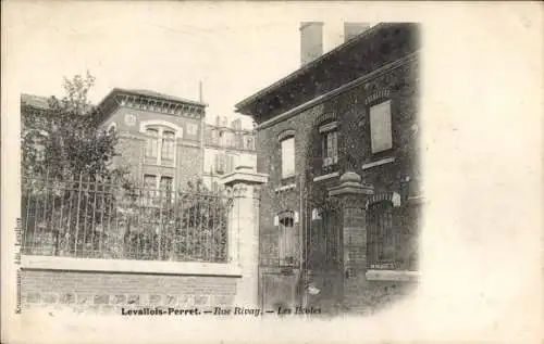 Ak Levallois Perret Hauts de Seine, Rue Rivay, Les Écoles