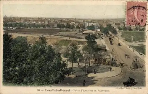 Ak Levallois Perret Hauts de Seine, Porte du Asnieres und Panorama