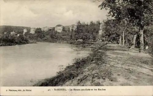 Ak Saint Mihiel Meuse, La Meuse canalisee, les Roches