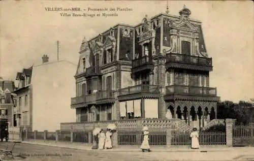 Ak Villers sur Mer Calvados, Promenade des Planches, Villas Beau-Rivage und Myosotis