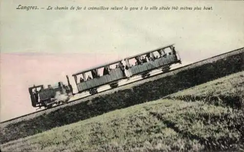Ak Langres Haute Marne, Zahnradbahn in Fahrt