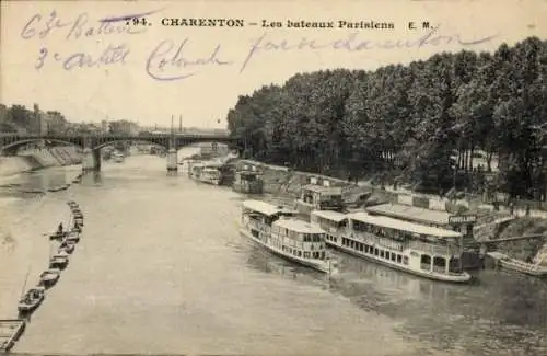 Ak Charenton Cher, Les bateaux Parisiens
