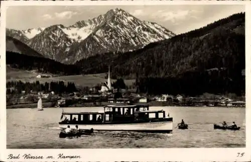 Ak Bad Wiessee in Oberbayern, Gesamtansicht, Boote, Kampen